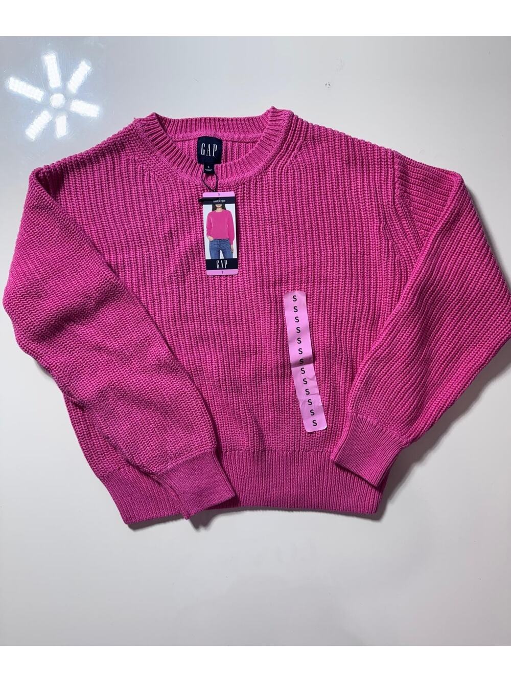 GAP Women’s Pink Ribbed Crewneck Sweater Size S Cotton Knit Pullover New